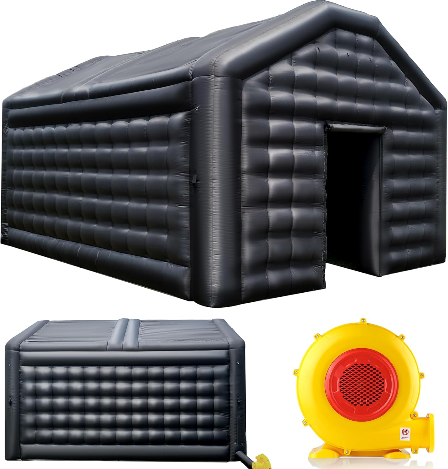 Small Black Inflatable Night Club 16.4x13x11.5Ft Disco Cube Gazebo Event House with Logo Area Portable Inflatable Party Tent for Birthday, School Events, Backyard Party, Rental Business