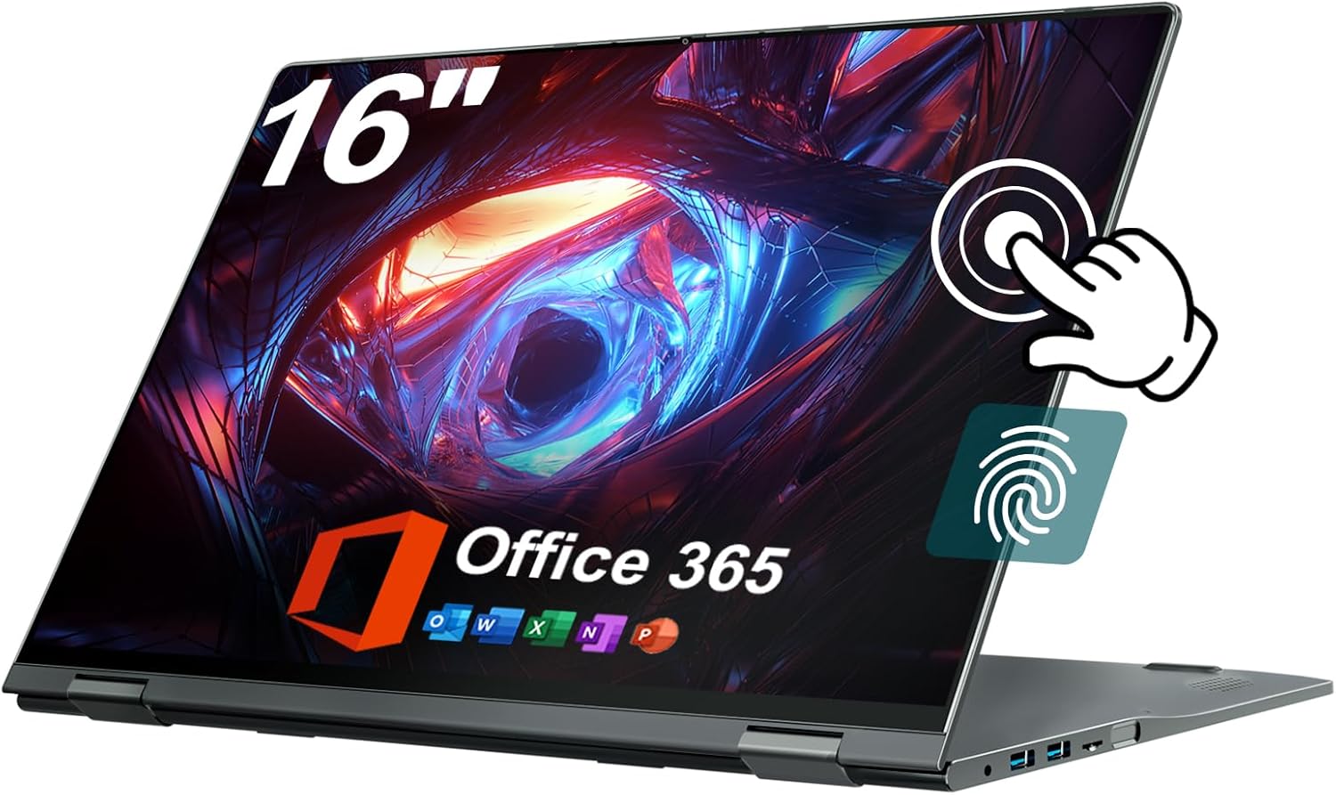 jumper 2 in 1 Laptop, 16 inch Convertible Laptop Computer with IPS FHD 360 Degree Touchscreen, 640GB Storage, 16GB RAM, Fingerprint Reader, Backlit Keyboard, 53.2WH, WiFi 6