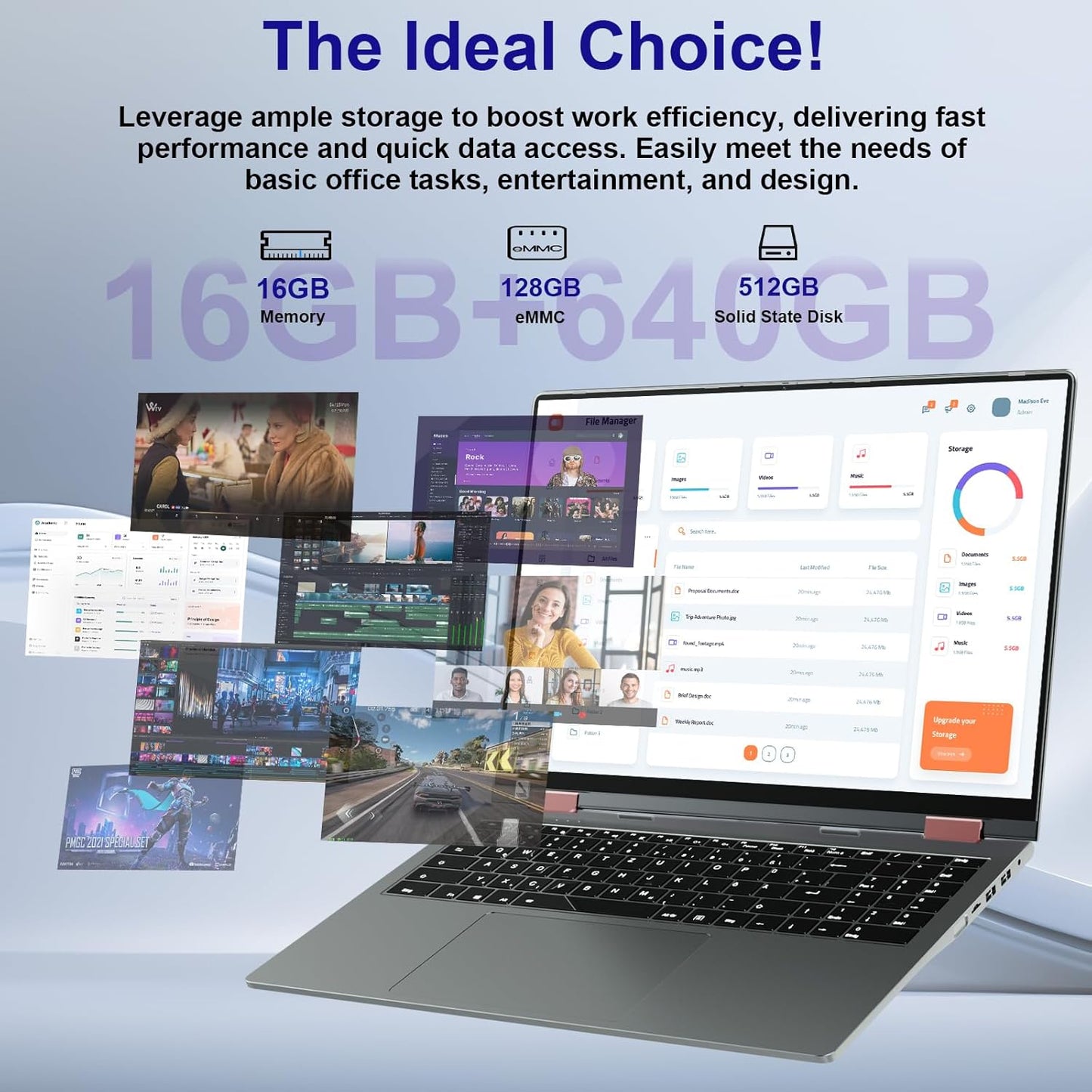 jumper 2 in 1 Laptop, 16 inch Convertible Laptop Computer with IPS FHD 360 Degree Touchscreen, 640GB Storage, 16GB RAM, Fingerprint Reader, Backlit Keyboard, 53.2WH, WiFi 6