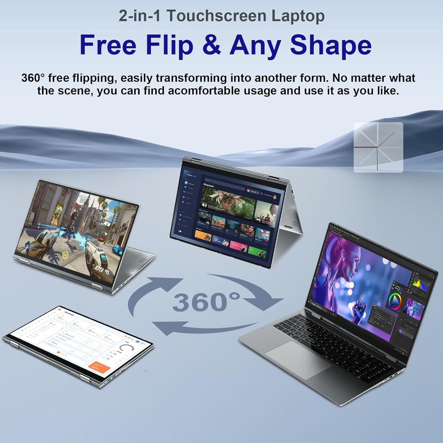 jumper 2 in 1 Laptop, 16 inch Convertible Laptop Computer with IPS FHD 360 Degree Touchscreen, 640GB Storage, 16GB RAM, Fingerprint Reader, Backlit Keyboard, 53.2WH, WiFi 6