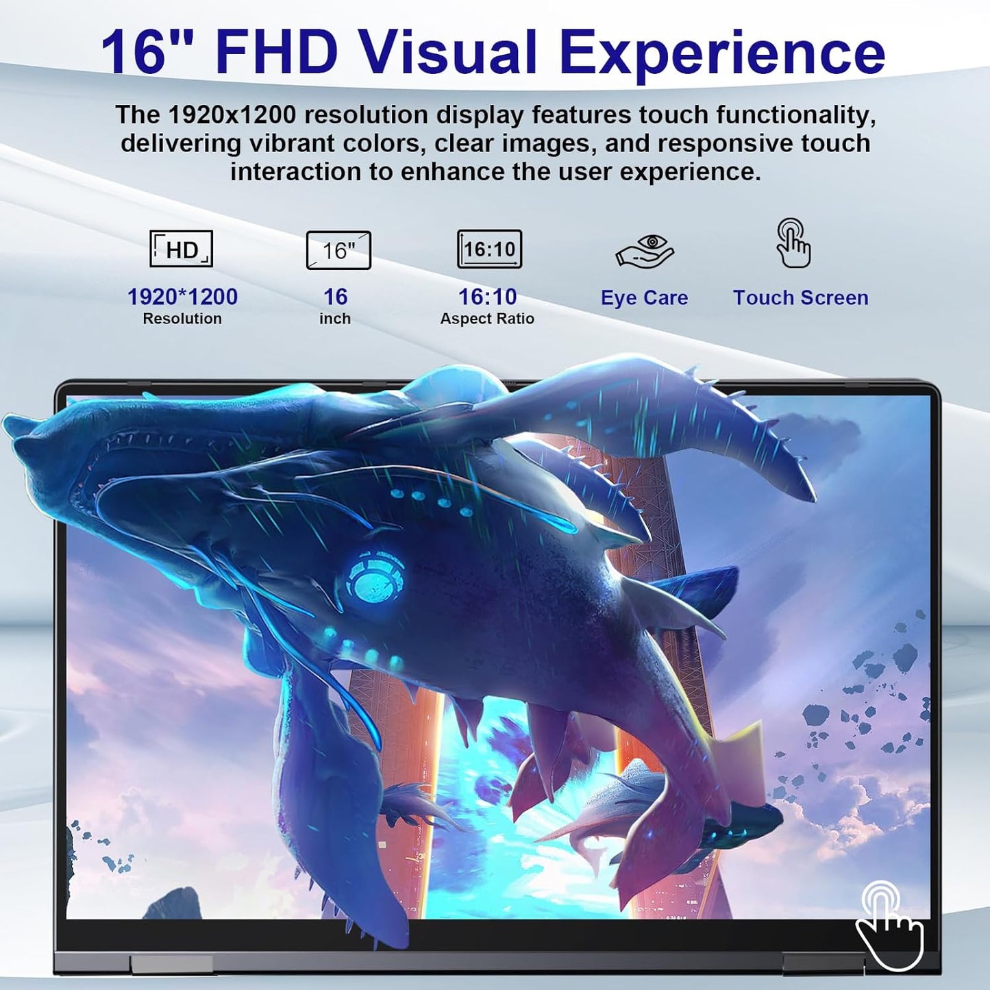 jumper 2 in 1 Laptop, 16 inch Convertible Laptop Computer with IPS FHD 360 Degree Touchscreen, 640GB Storage, 16GB RAM, Fingerprint Reader, Backlit Keyboard, 53.2WH, WiFi 6