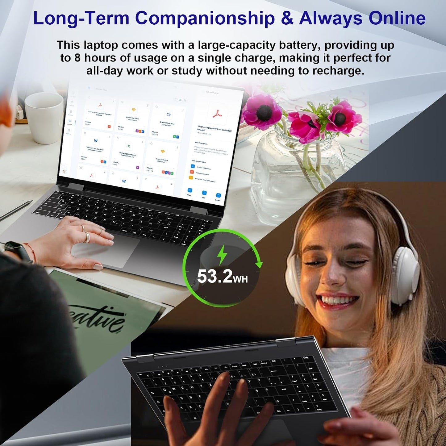jumper 2 in 1 Laptop, 16 inch Convertible Laptop Computer with IPS FHD 360 Degree Touchscreen, 640GB Storage, 16GB RAM, Fingerprint Reader, Backlit Keyboard, 53.2WH, WiFi 6